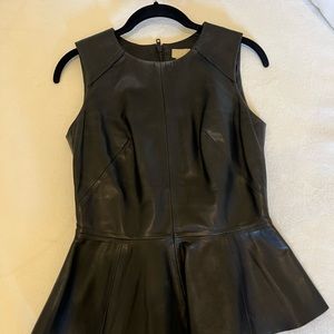 100% real leather peplum top